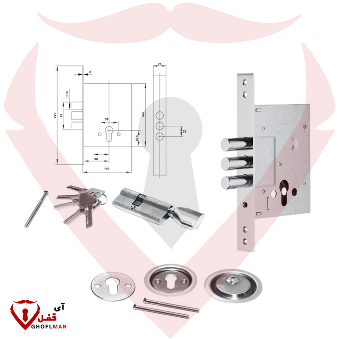 قفل درب ضد سرقت کد B257GM بهسازان BEHSAZAN (عمده)