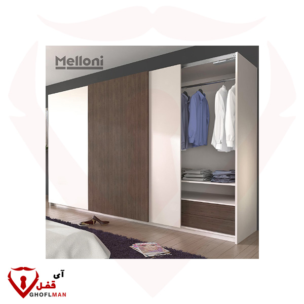 مکانیزم تاپ لاین رو کار 3 درب با آرام بند درب وسط ملونی MELLONI