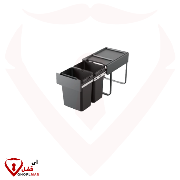 سطل ۲ قلو ریلی زیر سینک آرام بند کد 9194 ملونی MELLONI