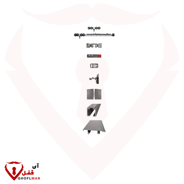 مکانیزم درب ریلی تک لنگه با آرام بند کد SSD-02 سارو SARO