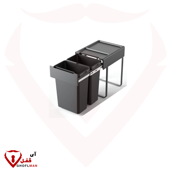 سطل ۲ قلو ریلی زیر سینک آرام بند کد 9212 ملونی MELLONI